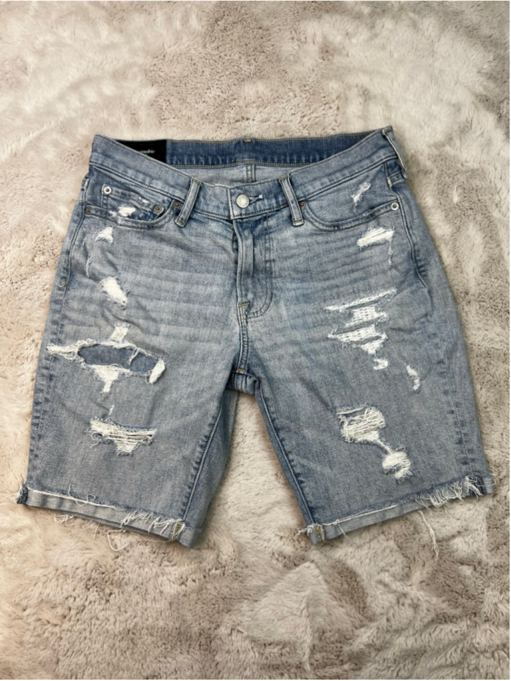 Abercrombie & Fitch Distressed Jeans Bermuda Shorts Womens Size 30 Stretch